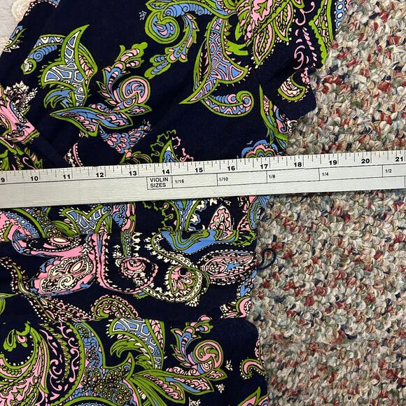 Talbots Navy Multi Paisley Surplice V-Neck SS Fit and Flare Midi Dress Size M - Picture 10 of 11